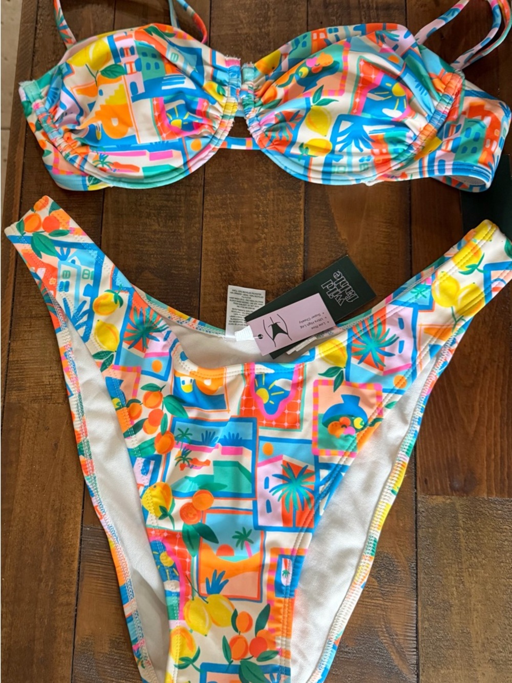 Target Girls' Two-Piece Bikini in Aqua, Yellow, Orange and Pink Tropical Print